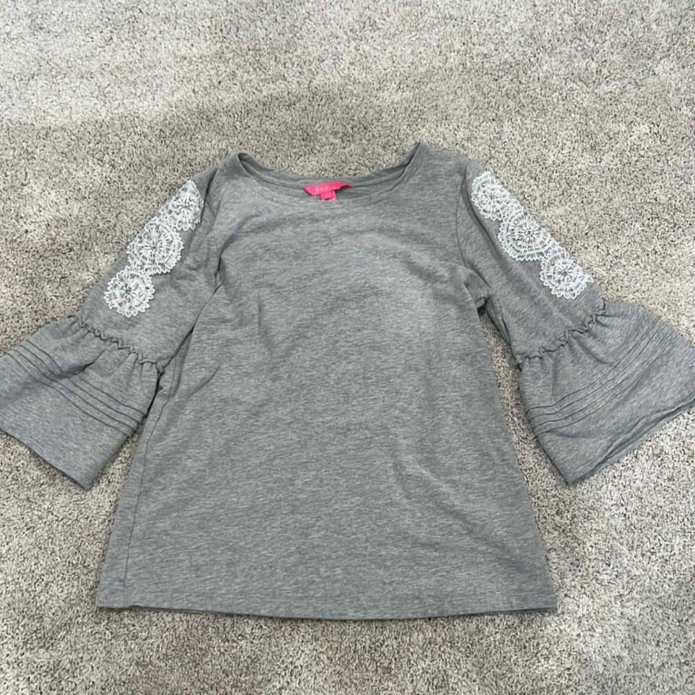 Lilly Pulitzer seaside gray Fatima top